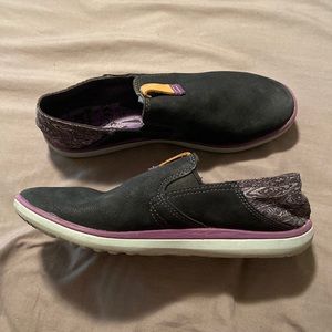Merrell Black and Purple Suede Slip On Shoes